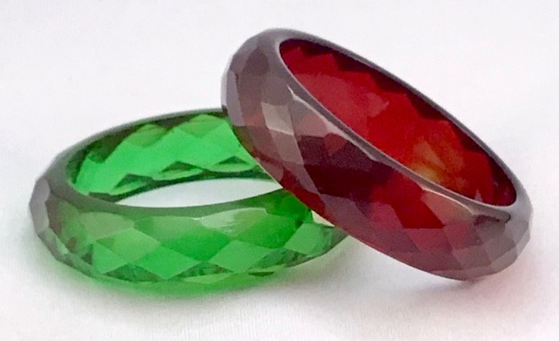 BB217 garnet & green transparent faceted bangles